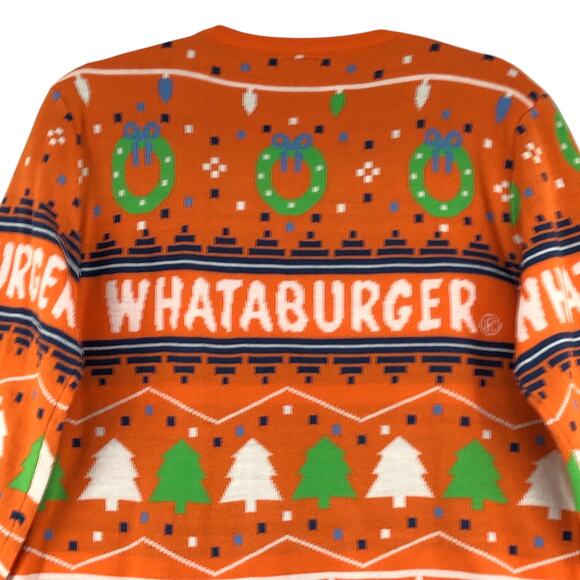 Whataburger Mens Size S Sweater Ugly Christmas Knit Lightweight Crewneck Orange - Picture 9 of 16